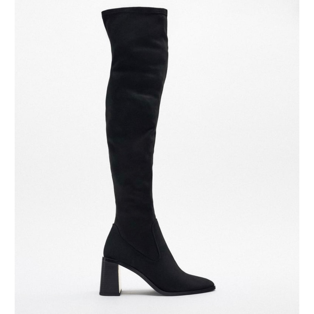 FABRIC HEELED OVER THE KNEE BOOTS size 40 Zara